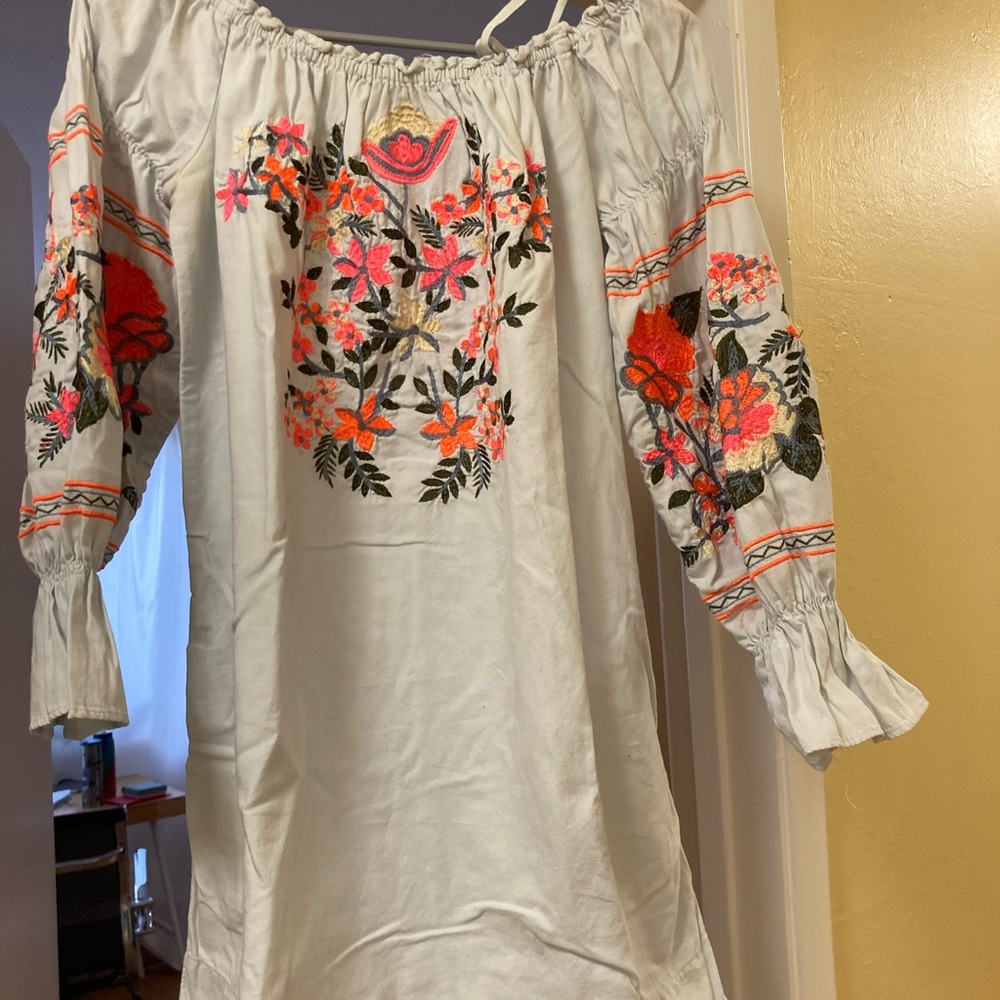 Free People off shoulder embroidered blouse